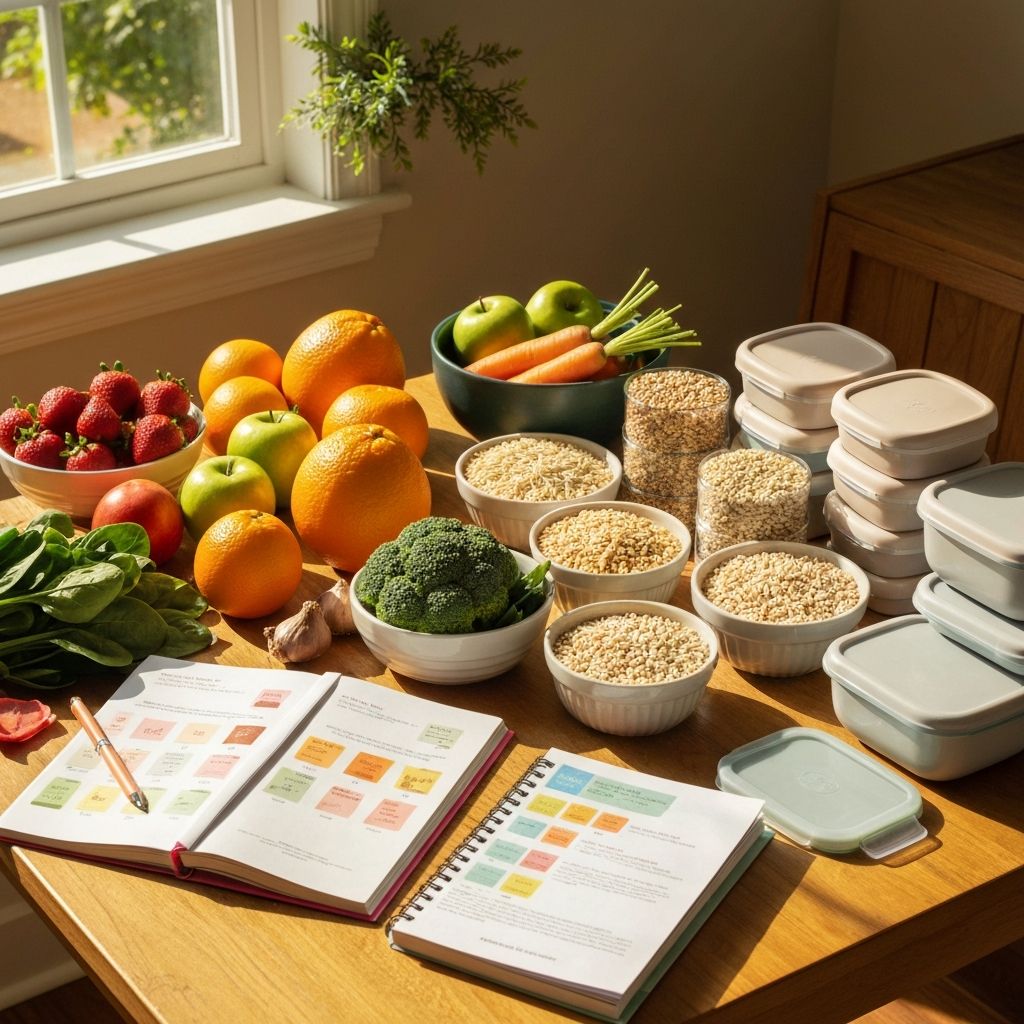 Fresh healthy foods and meal planning